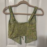 American Eagle  Outfitters Green Smocked Tie Front Crop Tank Top size XS Photo 2