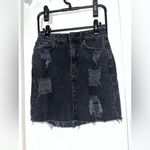 Hollister  Y2K Mall Goth Grunge Whimsigoth Black Denim Frayed Mini SkaterSkirt 00 Photo 2