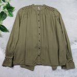 Free People 𝅺 The Best Blouse Crochet Lace Back Button Front Women’s Size Small Photo 7