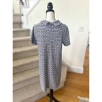 Tyler Boe Kristen Blue & White Chain Link 60s Inspired Roll Neck Shift Dress Size M Photo 1