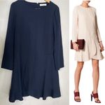 Chloé Chloe Womens Navy‎ Blue Long Sleeve A-Line Ruffle Hem Dress Size 44 Photo 1