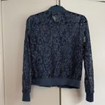 ZARA  Lace Bomber Jacket -‎ Dusty Blue, Size Small Photo 6