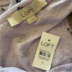 Loft NWT Purple Floral Crinkle Ruffle Double V Top M Photo 11