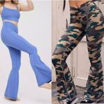Aerie NWT Real Me High Waisted Ruched Flare Leg Leggings Camo & Blue Bundle S Photo 0