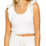 POL Cozy Flutter Sleeve Fuzzy Cropped Cami Top White Size Large NWT Photo 0