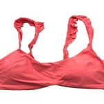 Aerie  Womens Scoop Neck Coral Swim Bikini Top Ruffle Removable Cups Pink Size L Photo 0