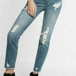 EXPRESS Distressed Girlfriend Cropped Denim Jeans 2 Photo 0