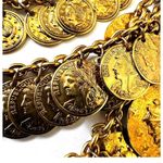 Crown Trifari vintage Roman coin multi strand necklace Gold Photo 5