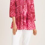 Chico's Tie-Dye Pintuck Peasant Blouse Pleated Button Front 3/4 Sleeve Top Photo 2