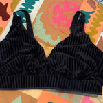 Omnia Chic Velour Black Striped Women's Bra size large Photo 0