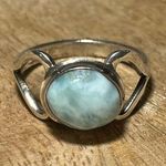 Sterling Silver Vintage Larimar Double Heart 925  Ring Photo 0