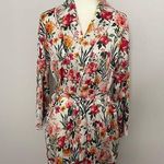 J.Crew Robe Winter Garden Floral Botanical Eco Easy Luxe Pockets Red Pink Yellow Photo 0