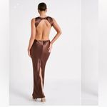 Meshki  Satin Cutout Dress in Mocha Photo 1