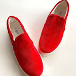 J.Crew  Road Trip Velvet Slip-On Sneakers Women’s Size 10.5 Red‎ Athletic Shoes Photo 0