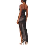 Nookie  Black Mesh Ruched Maxi Dress XS Bustier Slimming Bodycon Designer $380 Photo 2