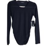 LANSTON Sheer Mesh Rushed Top Women S Black Goth Romantic Athletic Chick NWT Photo 4