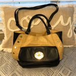 Emma Fox  Large Tan/Black Leather Gold accent Purse Photo 1
