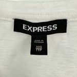 EXPRESS | XXS | Heathered White V-Neck Gathered Short Puff Sleeve T-Shirt Top Photo 4