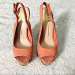 Dolce Vita Dolores Slingback Suede High Heel Platform Pumps Size 7.5 Coral Orange Photo 1