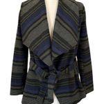 Jack by BB Dakota Striped Waterfall Belted Jacket Draped Open Front Boho SMALL Photo 0