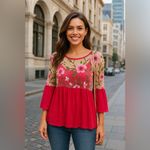 cha cha vente  Valentines Peplum Top Mesh Fairycore Romantic Floral Embroidered Photo 1