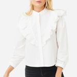 XiRENA Callie Blouse long sleeve ruffle button down shirt poplin White Photo 8