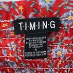 Timing Cropped Shirred Tank Top Red Floral Size Small Photo 3