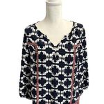 Crown & Ivy Elephant Print Long Sleeve Blouse Top Size Large Flowy Boho Indie Photo 2