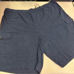 Susan Graver  | Women Navy Linen Blend Cargo Shorts Photo 0