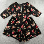 Clothing Obsessed Company Short Romper Women 1X Curvy Floral‎ Cottagecore Boho Black Photo 0