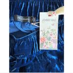 Johnny Was Velvet Wide Leg Pants Embroidered Blue Silk Blend NEW Photo 6