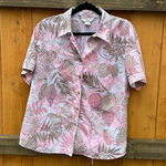 Allison Daley  Pink Womens‎ size 14 Petite Button Down Blouse Shirt Floral Leaf Photo 0
