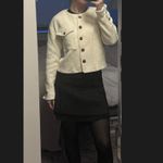 Tanya Taylor Winter White Tweed Blazer XS Boxy Boucle Professional Designer $565 Photo 4