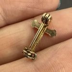 Vintage Mini Gold Tone Cross Catholic Lapel Pin Vest Collectible Photo 1