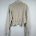 Forever 21  Beige Cropped Mock Neck Sweatshirt Size M Long Sleeve Shirt Top Photo 3