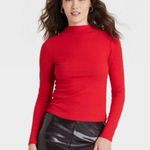 A New Day Red Mock Neck Long Sleeve T-Shirt Top M Photo 0