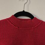 Signature 8 Red Boxy Cotton Blend Sweater Mock Neck Bubble Sleeve Size M Photo 0