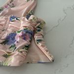 ZARA  Pink Floral Silky Rouched Halter Crop Top Photo 8