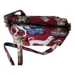 Vintage 60s Talon Zipper Marj Dickson Dog Print Padded Fabric Shoulder Bag Red Photo 2