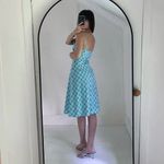 Zinc Vintage 90s Mod Printed A-Line Midi Dress Size 11 Blue/Turquoise Photo 1