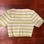 ZARA NWT  SMALL cropped square-neck green white stripes sweater Photo 5