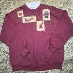 Holiday Christmas Embroidered Angels Women XL Turtleneck Long‎ Sleeve Sweater Red Photo 0