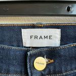 frame denim Le High Straight Solid Dark Wash Raw Step Hem Bronx Chew Size 26 Photo 4