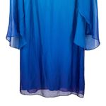 Tahari Blue Teal Ombre Chiffon Cape Overlay Shift Dress size 8 Photo 3