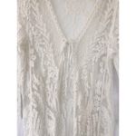 Boho Kimono Cardigan Women’s Size Medium Sheer Cream Long Lace Duster Festival Photo 2