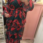 Dark Green & Hot Pink Printed Dresss Photo 7