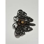 Vintage Modernist Filigree Antique Silver Butterfly Brooch Pin Photo 6