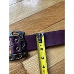 Vtg Womens Belt sz 34 Burgendy Glove Red Cowhide Wide Brass Buckle Cowgirl Rodeo Photo 8