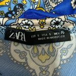 ZARA Blue Floral Paisley Sleeveless Scarf Asymmetric High Neck Tank Blouse Top S Photo 4