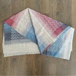 Missoni Vintage  Scarf Silk / Cashmere in Classic Chevron Weave Tan, Blue, Red Photo 2